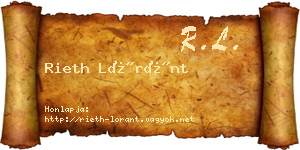 Rieth Lóránt névjegykártya