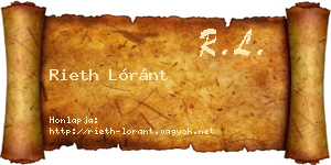 Rieth Lóránt névjegykártya